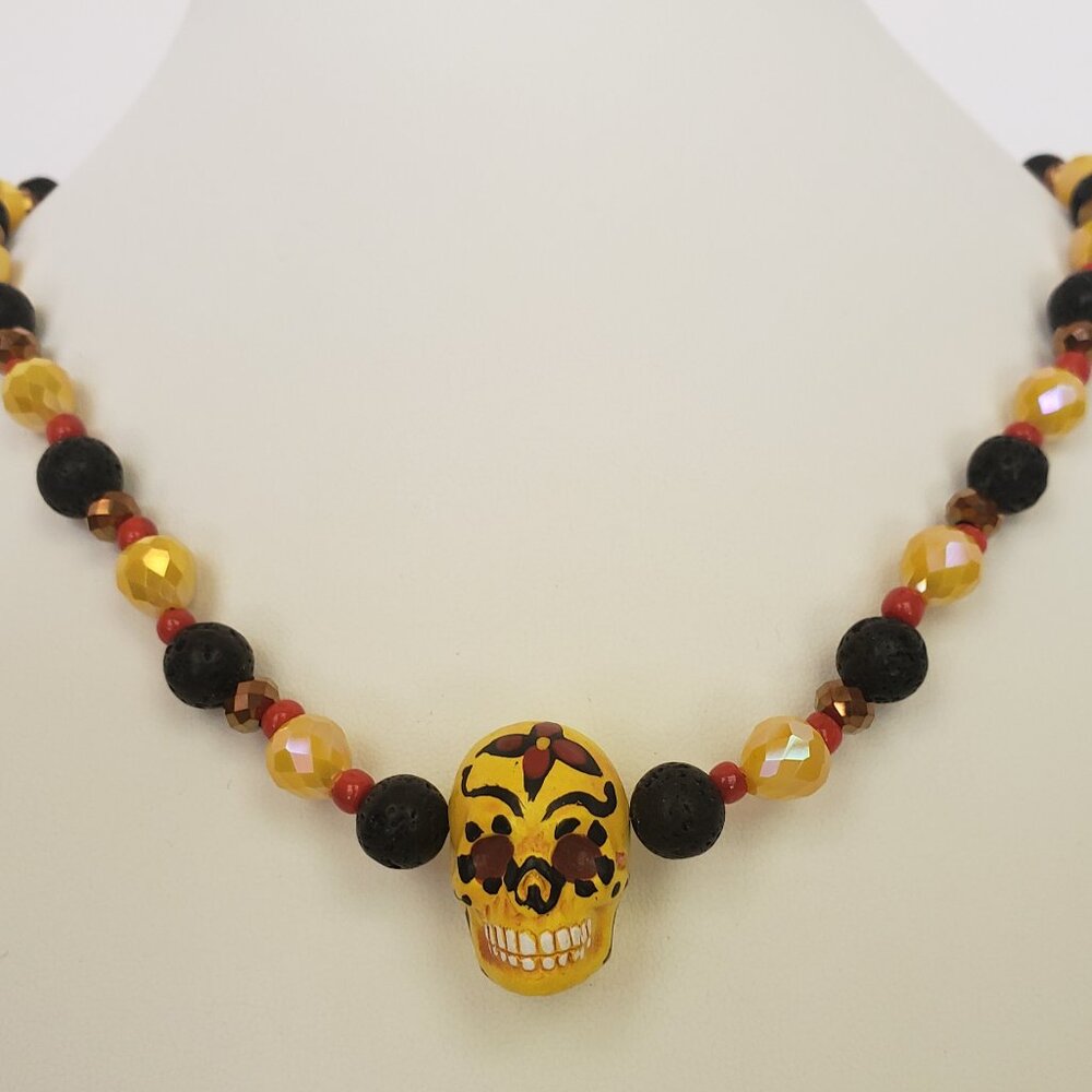 "BARACHIEL" ~ DAY OF THE DEAD Sugar Skull Necklace by KATSPAW JEWELRY